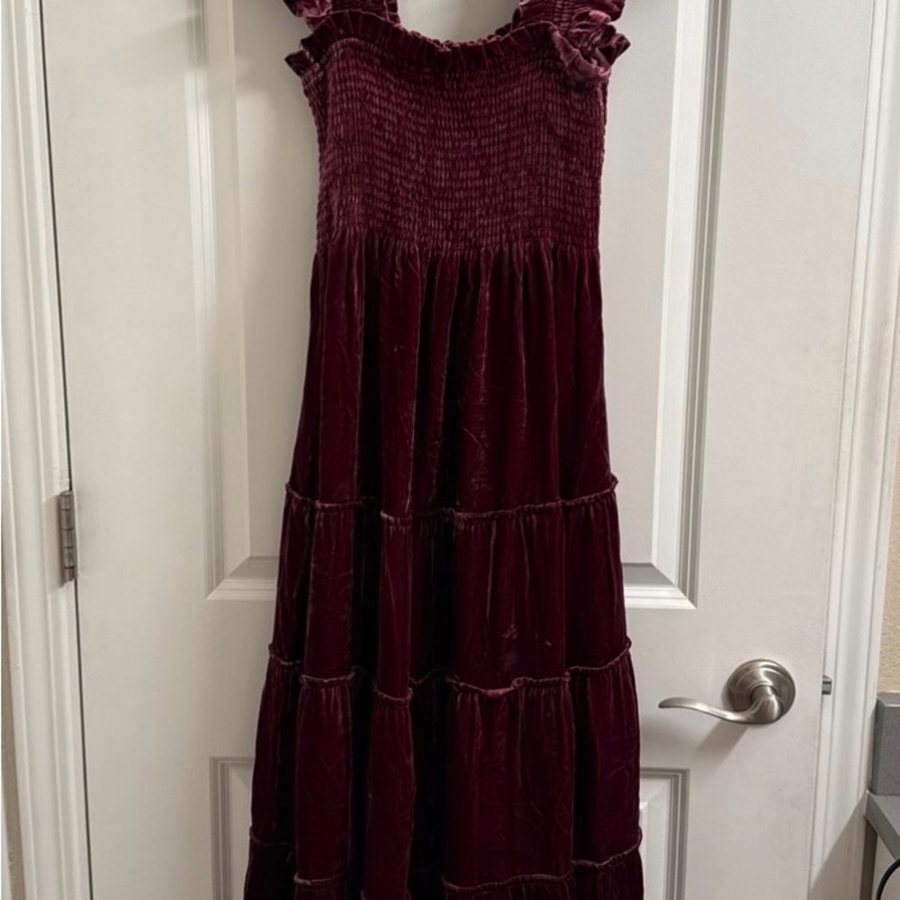 Hill House Velvet Maxi Nap Dress in Deep Wine